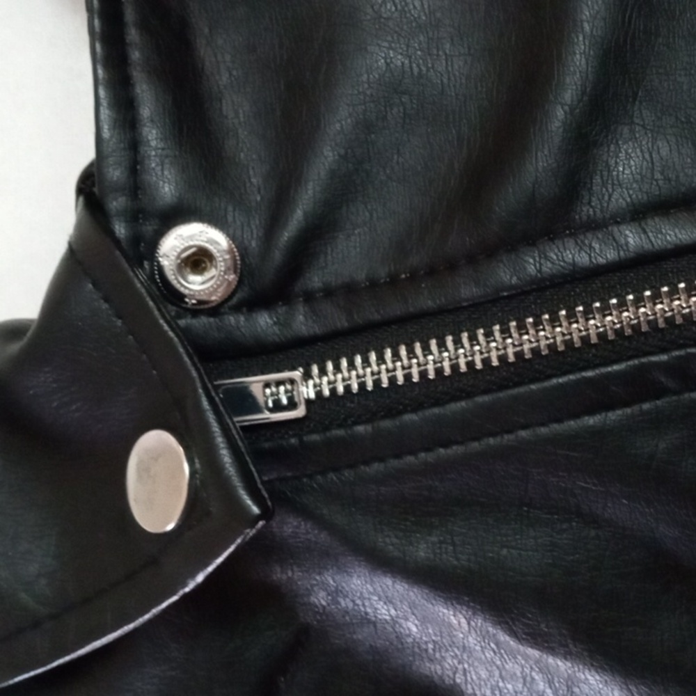 Fashion Nova Black Leather Moto Jacket & Shorts - Picture 8 of 15